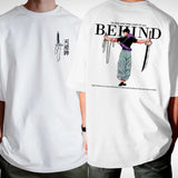 Camiseta Oversized Anime Japones Behind Streetwear Ombro Caido