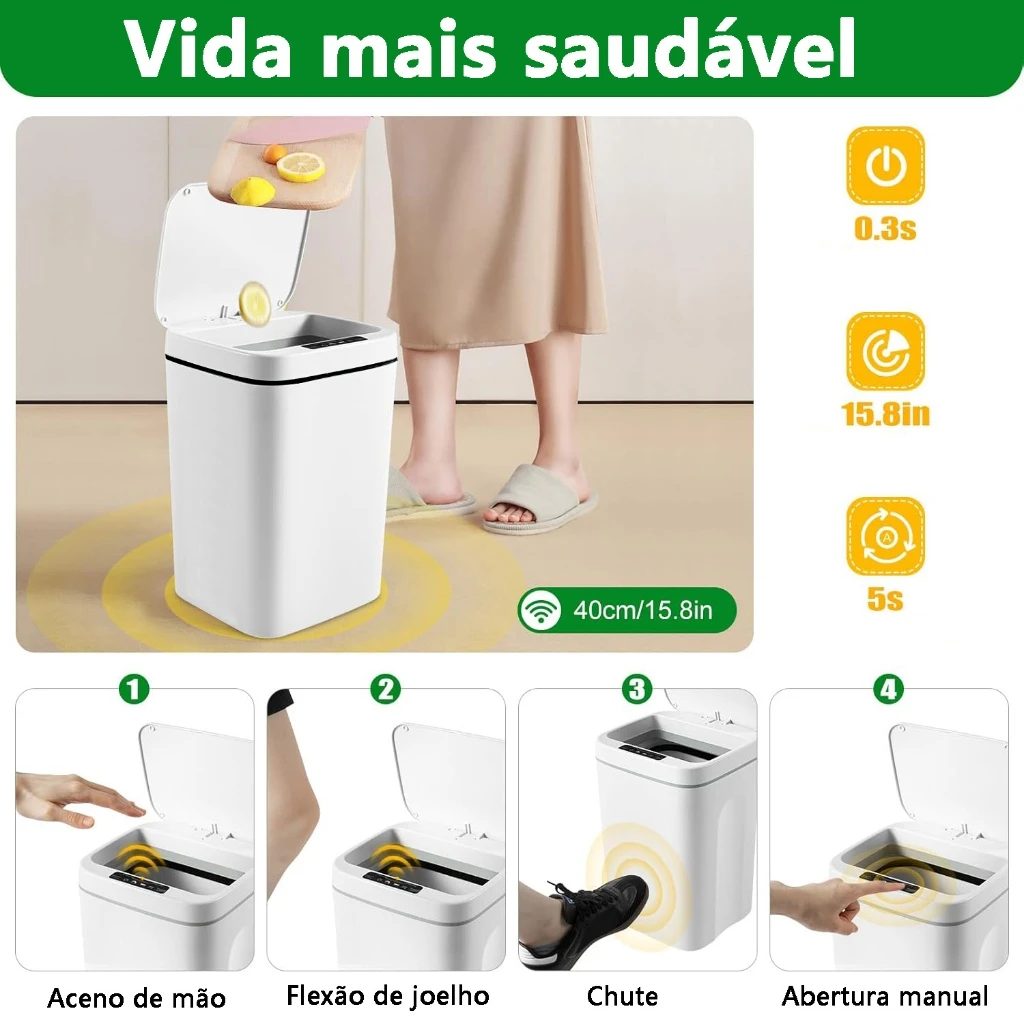 4 modos de abertura da lixeira sensor