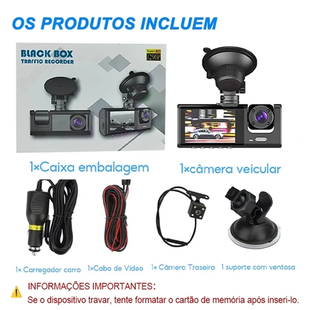 Itens inclusos na caixa da câmera veicular
