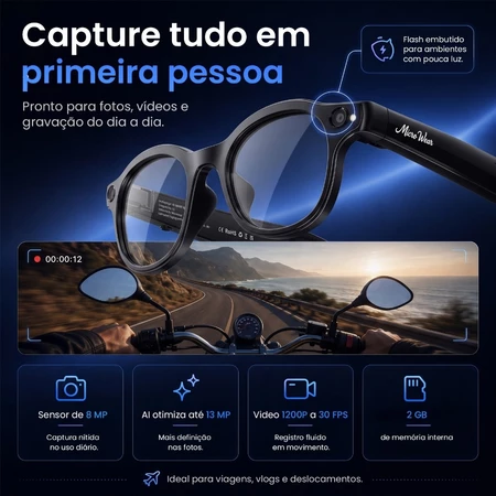 Câmera em primeira pessoa com vídeo 1200P