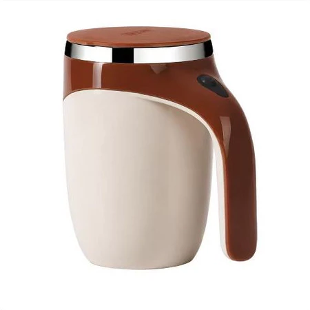 Caneca Misturadora Magnética Automática 400ml · Recarregável USB-C — cor Marrom