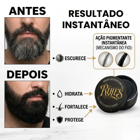 Antes e depois da barba com o escurecedor