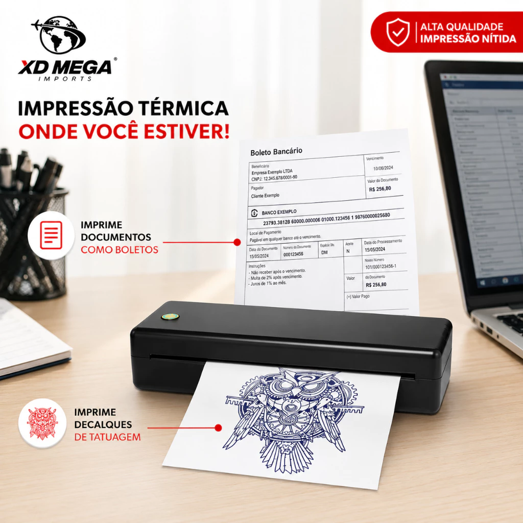 Impressora térmica compacta e portátil