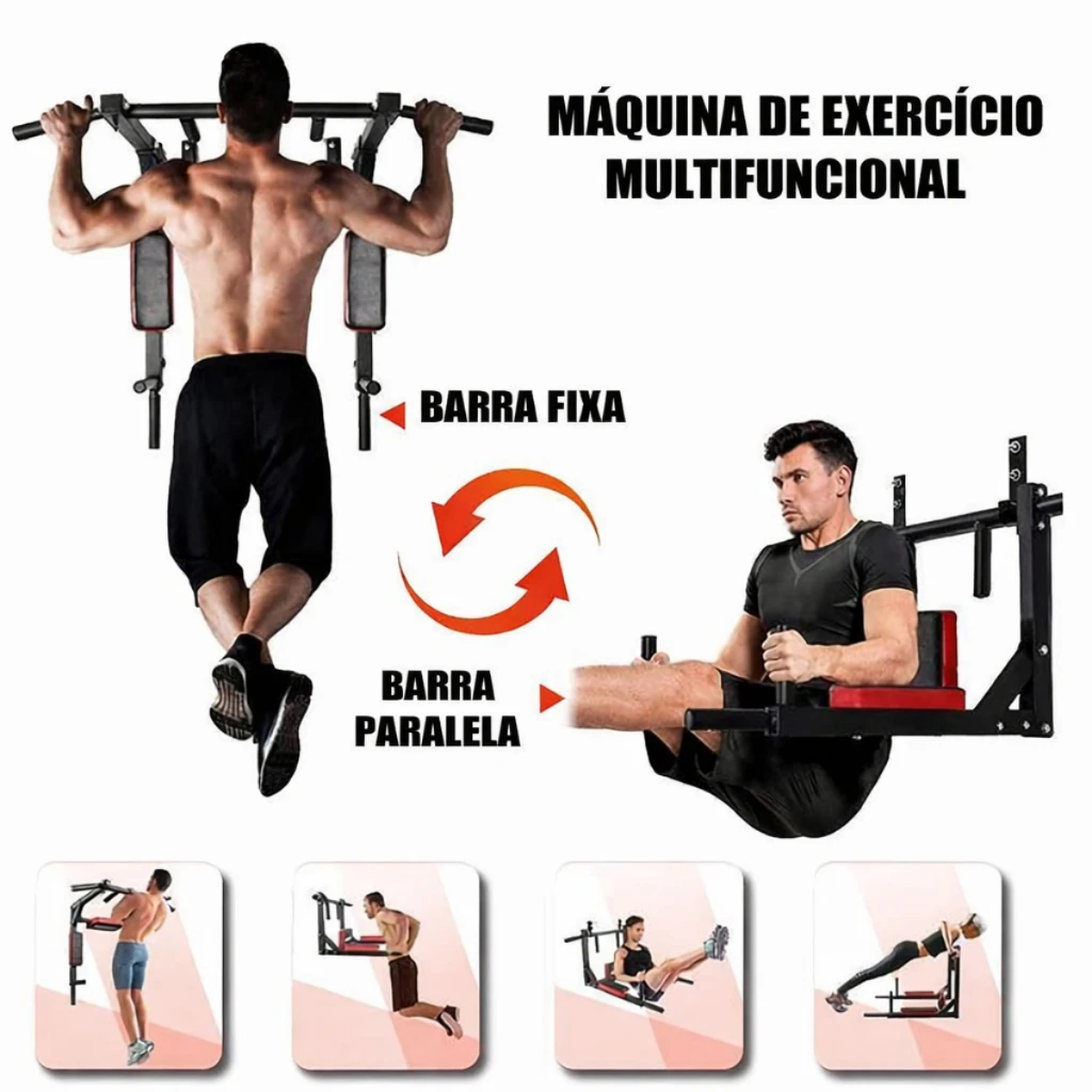 Barra fixa e barra paralela no mesmo aparelho multifuncional