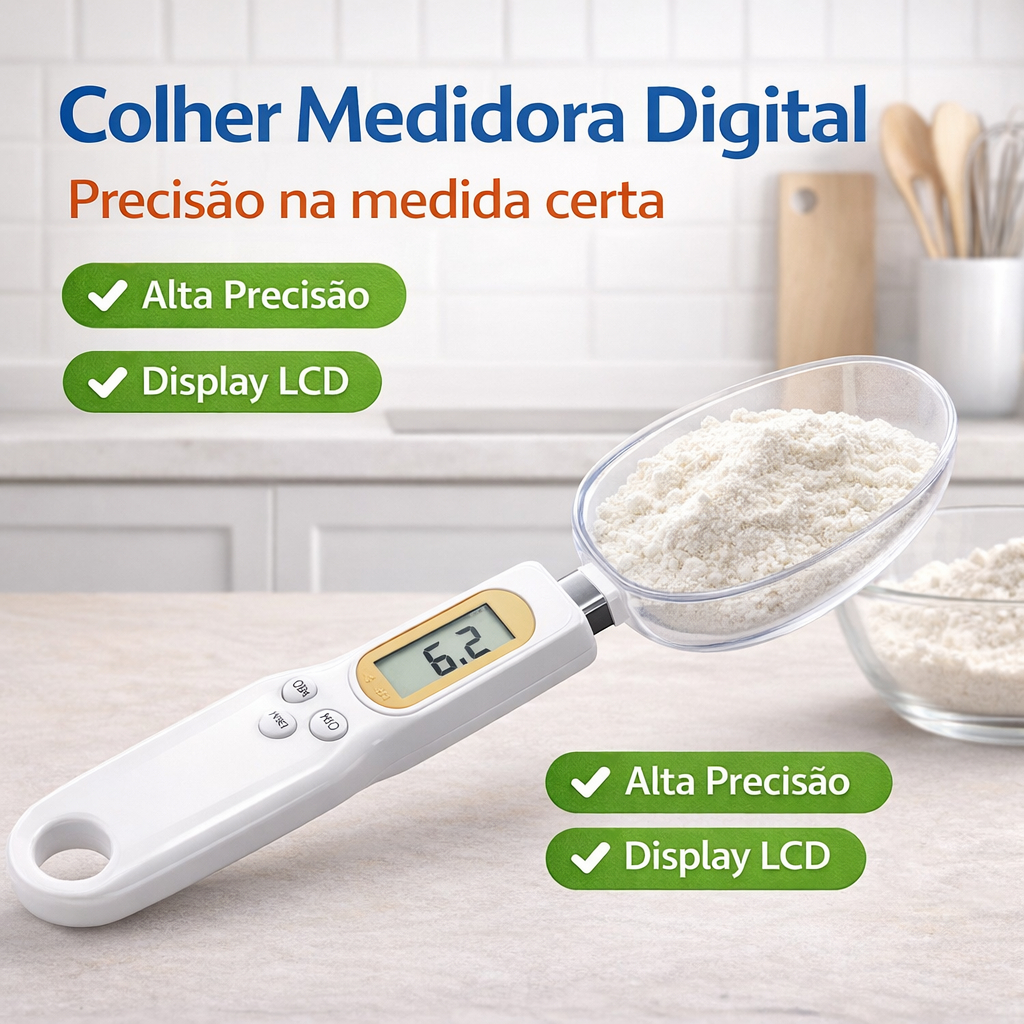 Colher Medidora Digital · Balança de Precisão para Cozinha