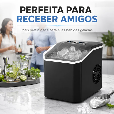 Máquina de gelo em uma festa com amigos