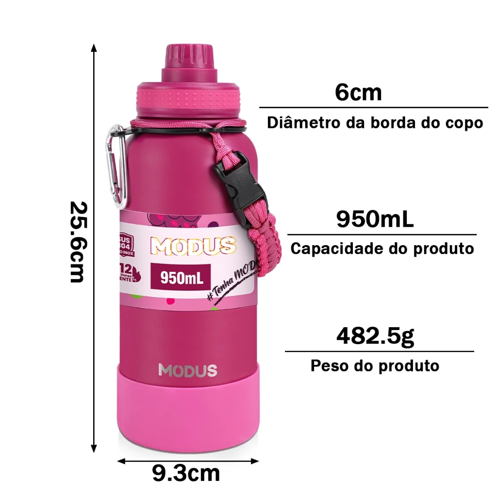 Medidas da garrafa térmica MODUS 950ml
