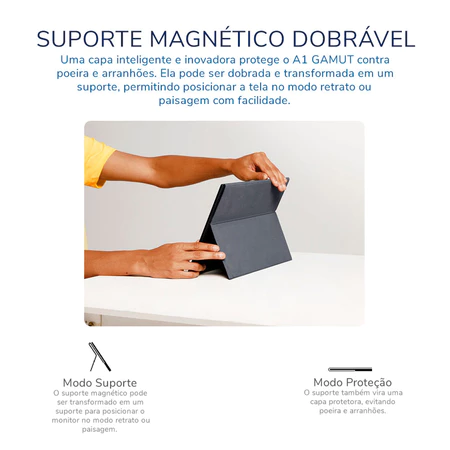 Capa magnética que vira suporte dobrável