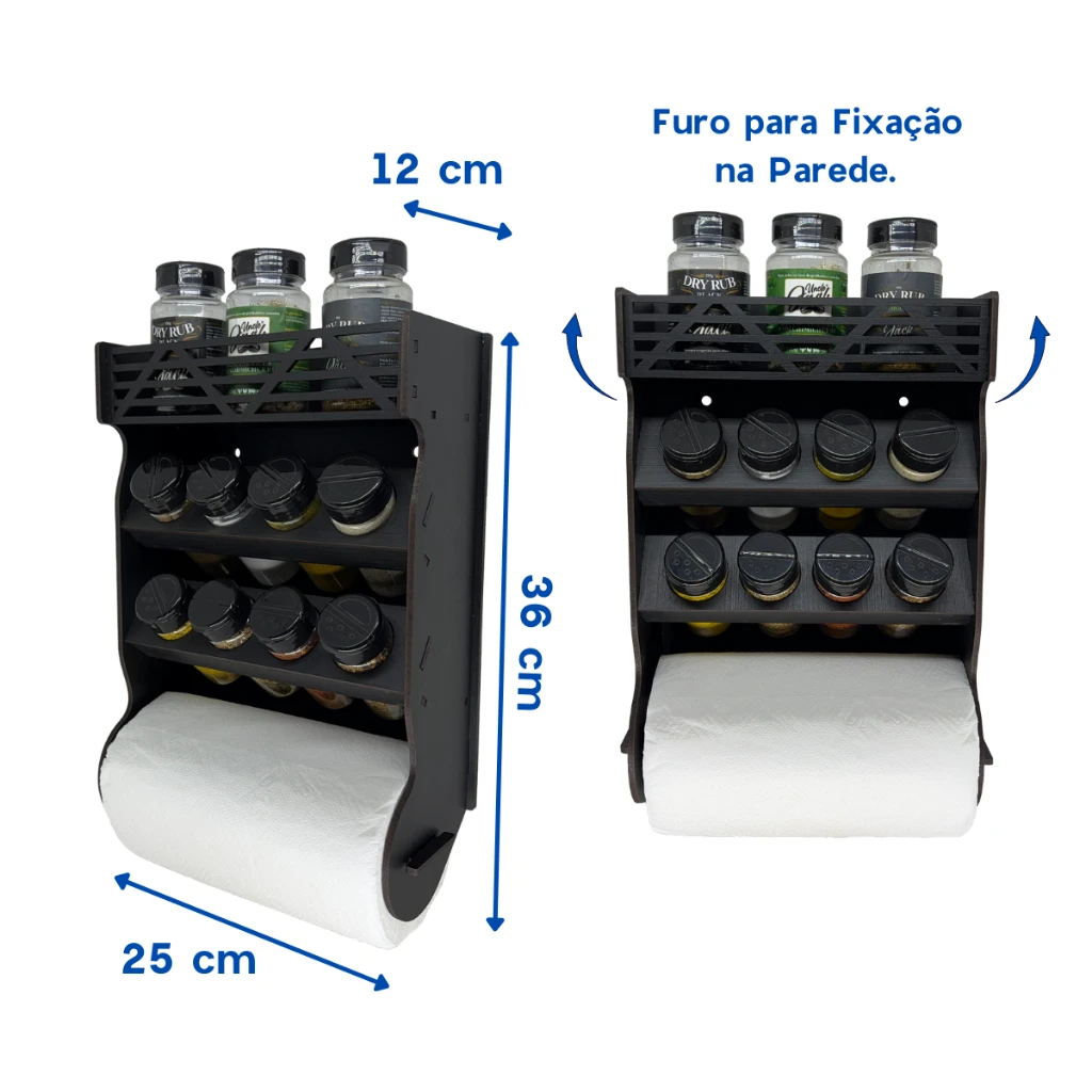 Medidas do porta temperos de parede
