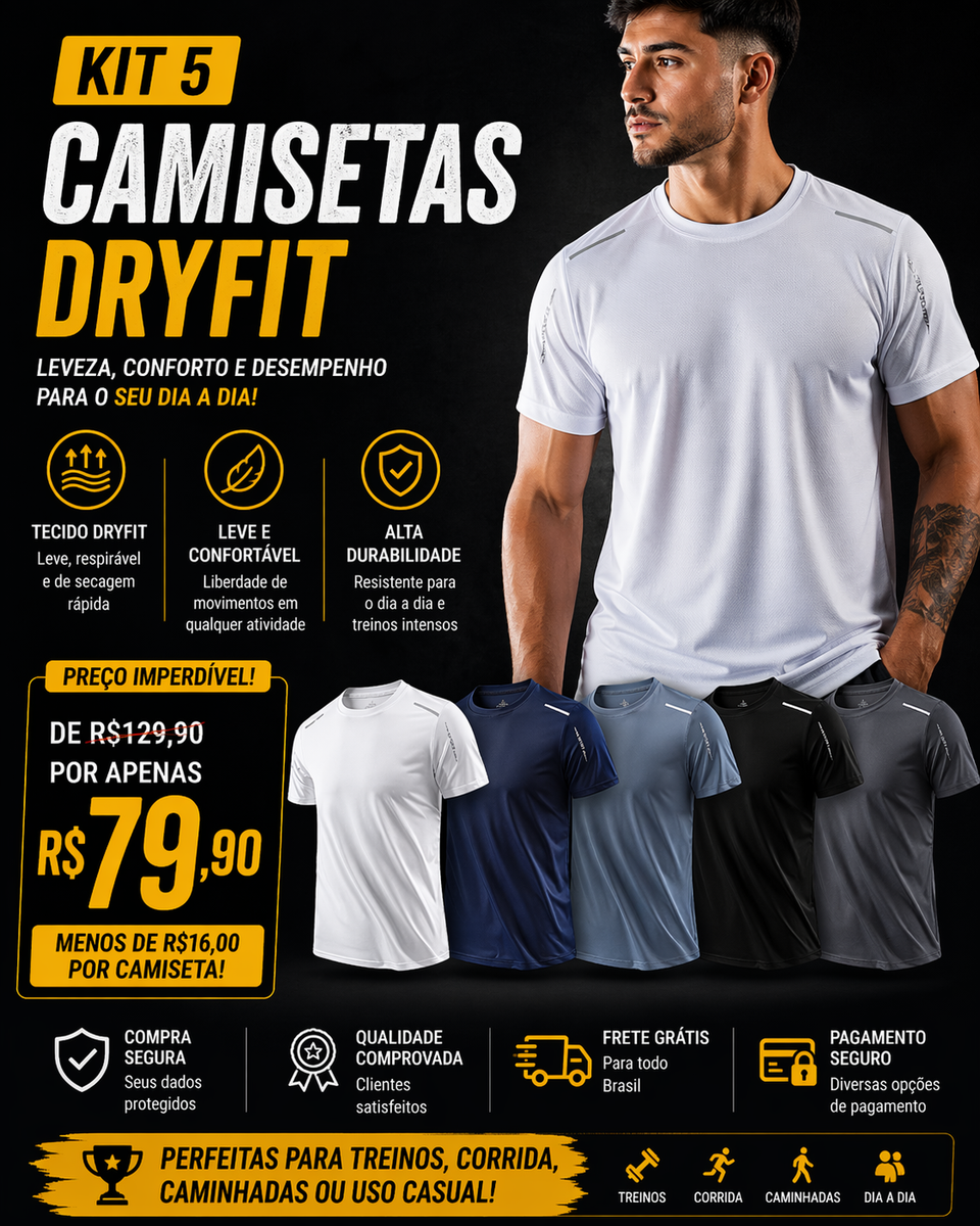 Kit 5 Camisetas DryFIT