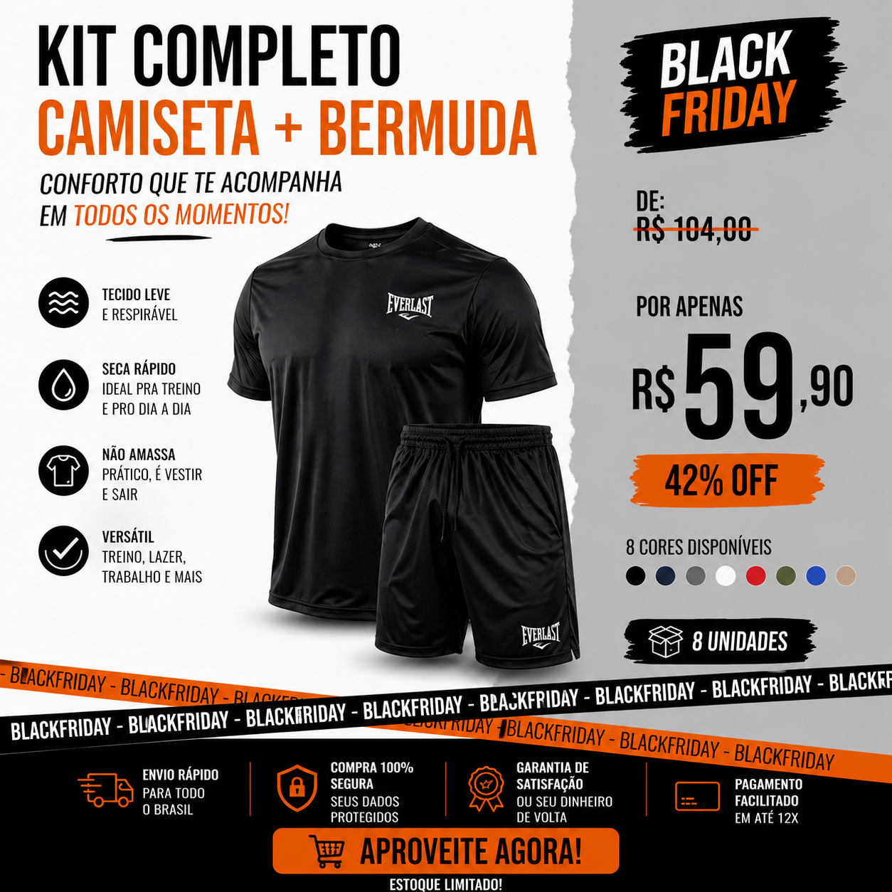 Conjunto Dryfit Premium Everlast - Frete Grátis
