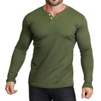Camiseta Henley Masculina J Silver Slim Fit Manga Longa 2 Botões