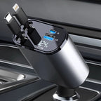 Carregador de carro retrátil 4 em 1 para iPhone e Android