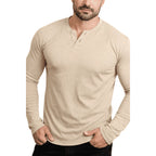 Camiseta Henley Masculina J Silver Slim Fit Manga Longa 2 Botões