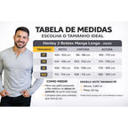 Camiseta Henley Masculina J Silver Slim Fit Manga Longa 2 Botões