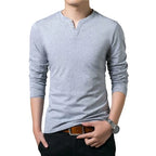 Camiseta Henley Masculina J Silver Slim Fit Manga Longa 2 Botões