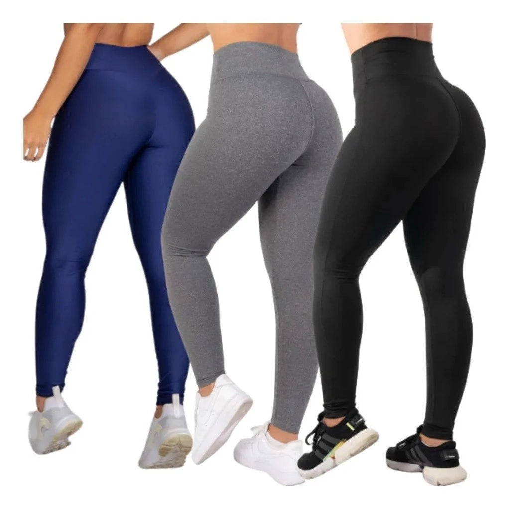 Kit 3 Calça Leg Legging Suplex Feminina Los Angeles