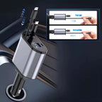Carregador de carro retrátil 4 em 1 para iPhone e Android